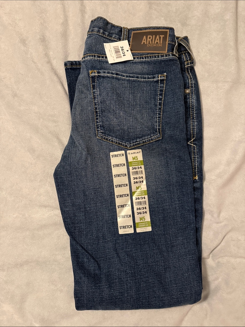 Ariat Men's Dark Blue Stretch Straight Jeans 36x34